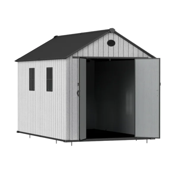 Living and Home 8x12 WoodField Woodgrain Plastic Apex Shed - Light Grey (Coming Soon)