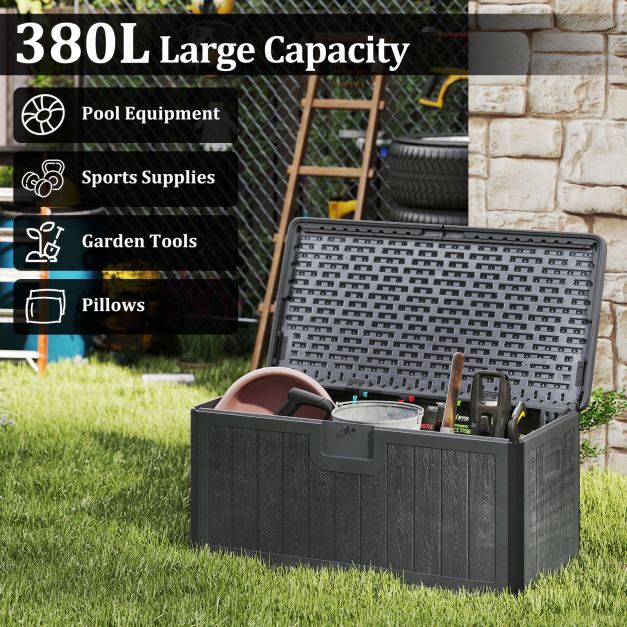 Pro-Tect 380 Litre Outdoor Storage Deck Box - Grey - Image 7