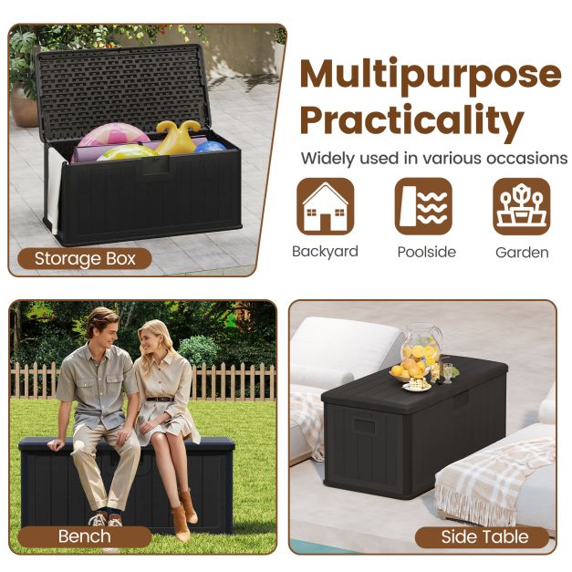 Pro-Tect 380 Litre Outdoor Storage Deck Box - Black - Image 7