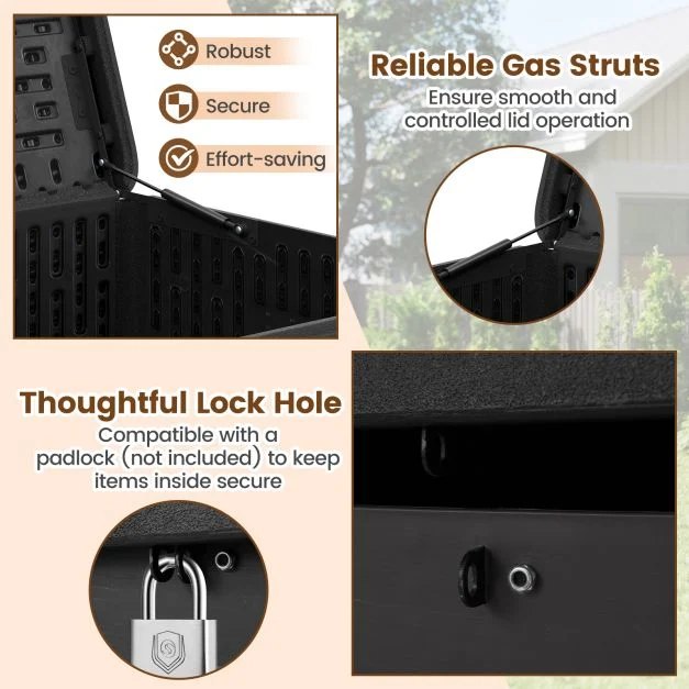 Pro-Tect 380 Litre Outdoor Storage Deck Box - Black - Image 8