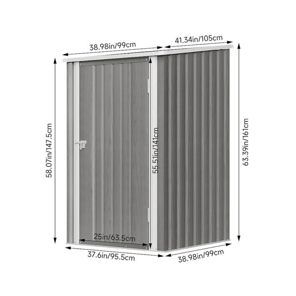 Living and Home 3'x3' Metal Pent Shed - Grey - Image 4