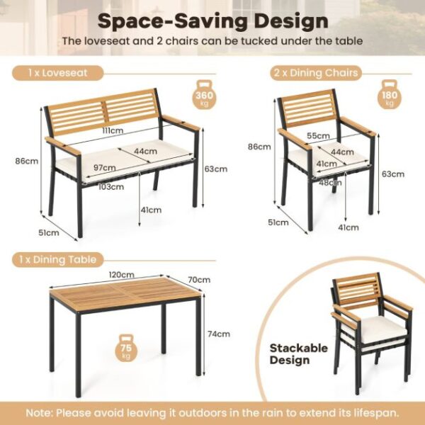 Pro-Tect 4 Piece Outdoor Patio Dining Set - Image 2