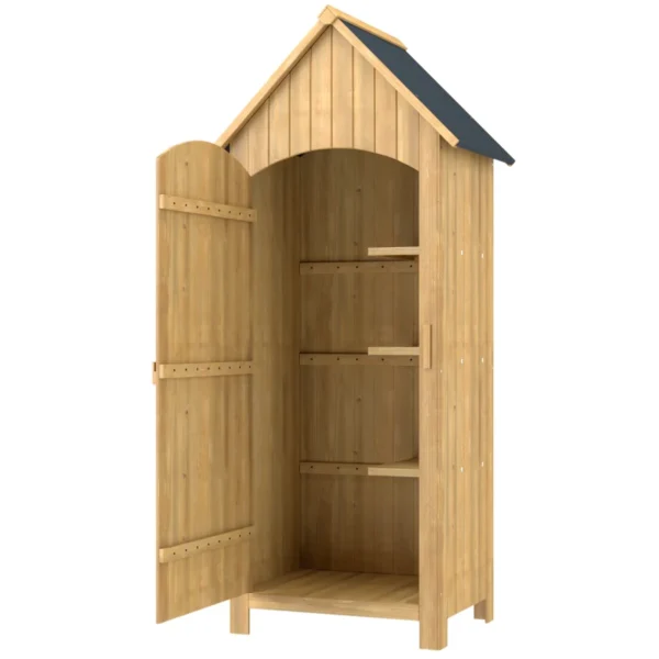Outsunny 2.5'x 1.5' Small Timber Storage Shed with 3 Shelves - Image 2