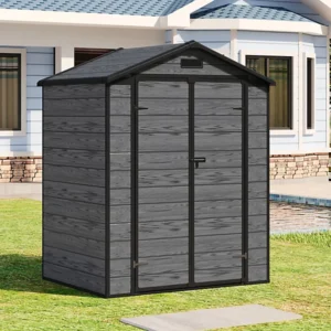 Living and Home 6x4 WoodField Plastic Apex Shed - Grey