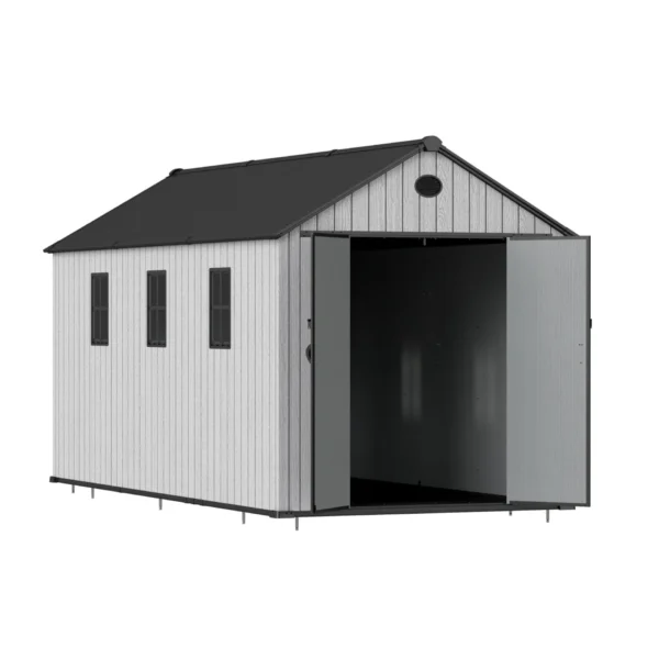 Living and Home 8x16 WoodField Woodgrain Plastic Apex Shed - Light Grey (Coming Soon)