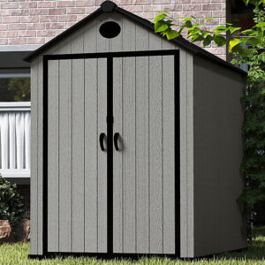 Living and Home 6x8 WoodField Woodgrain Plastic Apex Shed - Light Grey (Coming Soon)