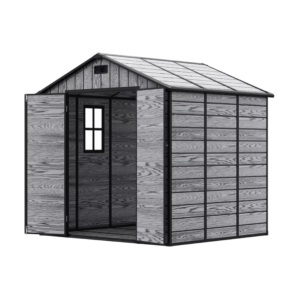 Living and Home 8x6 WoodField Plastic Apex Shed - Grey - Image 5