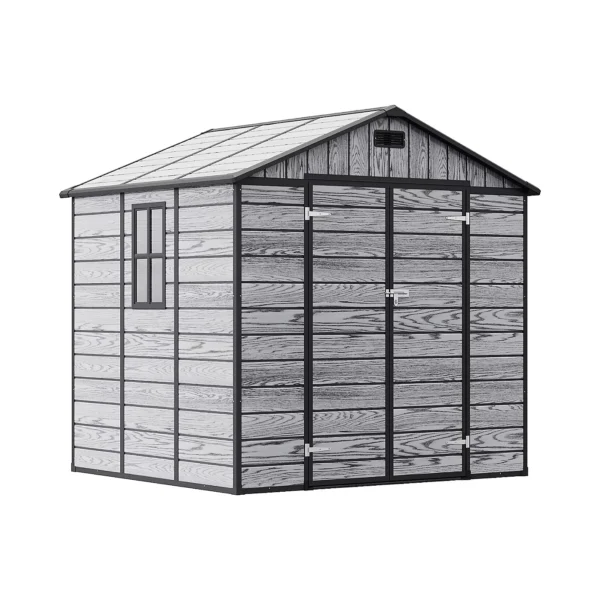Living and Home 8x6 WoodField Plastic Apex Shed - Grey - Image 6