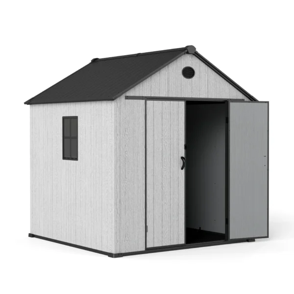 Living and Home 8x8 WoodField Woodgrain Plastic Apex Shed - Light Grey (Coming Soon)