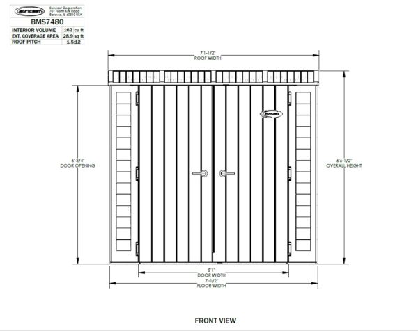 Suncast 7'x4' Columbia Plastic Resin Storage Shed - Image 7