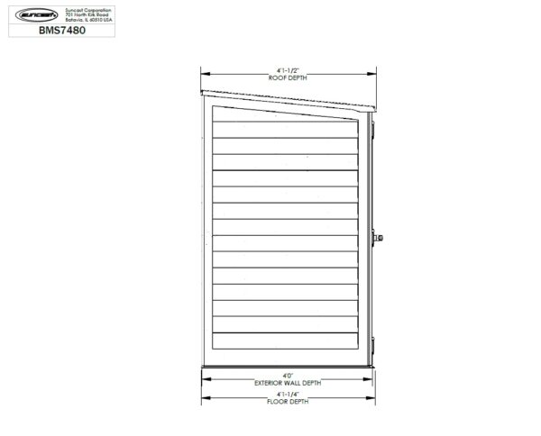 Suncast 7'x4' Columbia Plastic Resin Storage Shed - Image 8
