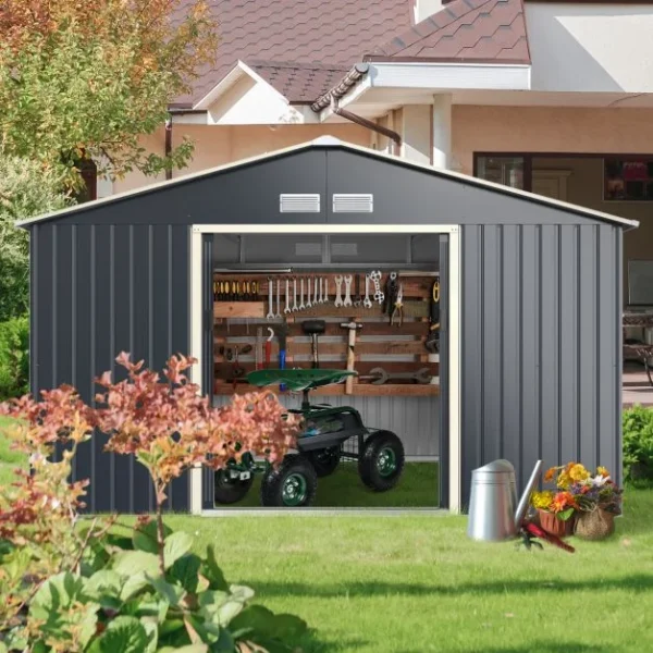 Pro-Tect 11'x8' Metal Apex Shed - Dark Grey - Image 4