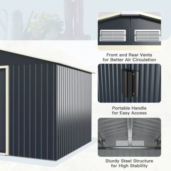 Pro-Tect 11'x8' Metal Apex Shed - Dark Grey - Image 6