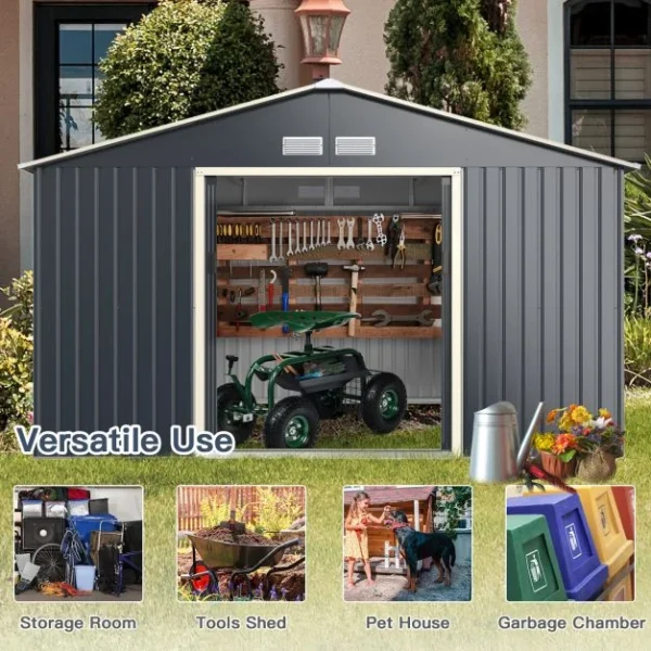 Pro-Tect 11'x8' Metal Apex Shed - Dark Grey - Image 8