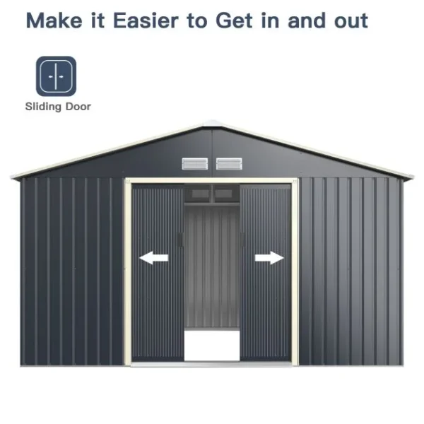 Pro-Tect 11'x8' Metal Apex Shed - Dark Grey - Image 10