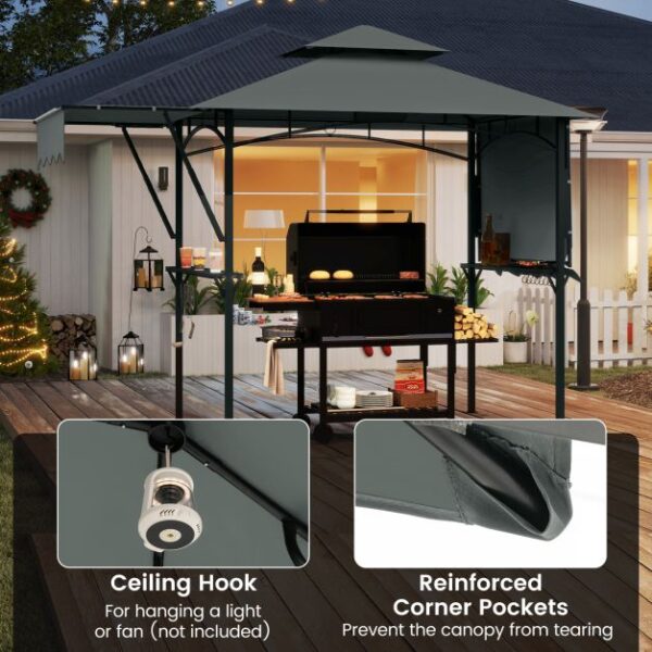 Pro-Tect Metal Grill Gazebo with Dual Side Awnings -Grey - Image 10