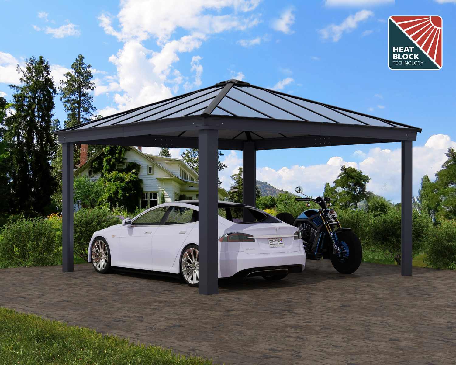 Palram - Canopia 14' x 14' Colorado Aluminium Double Carport - Grey