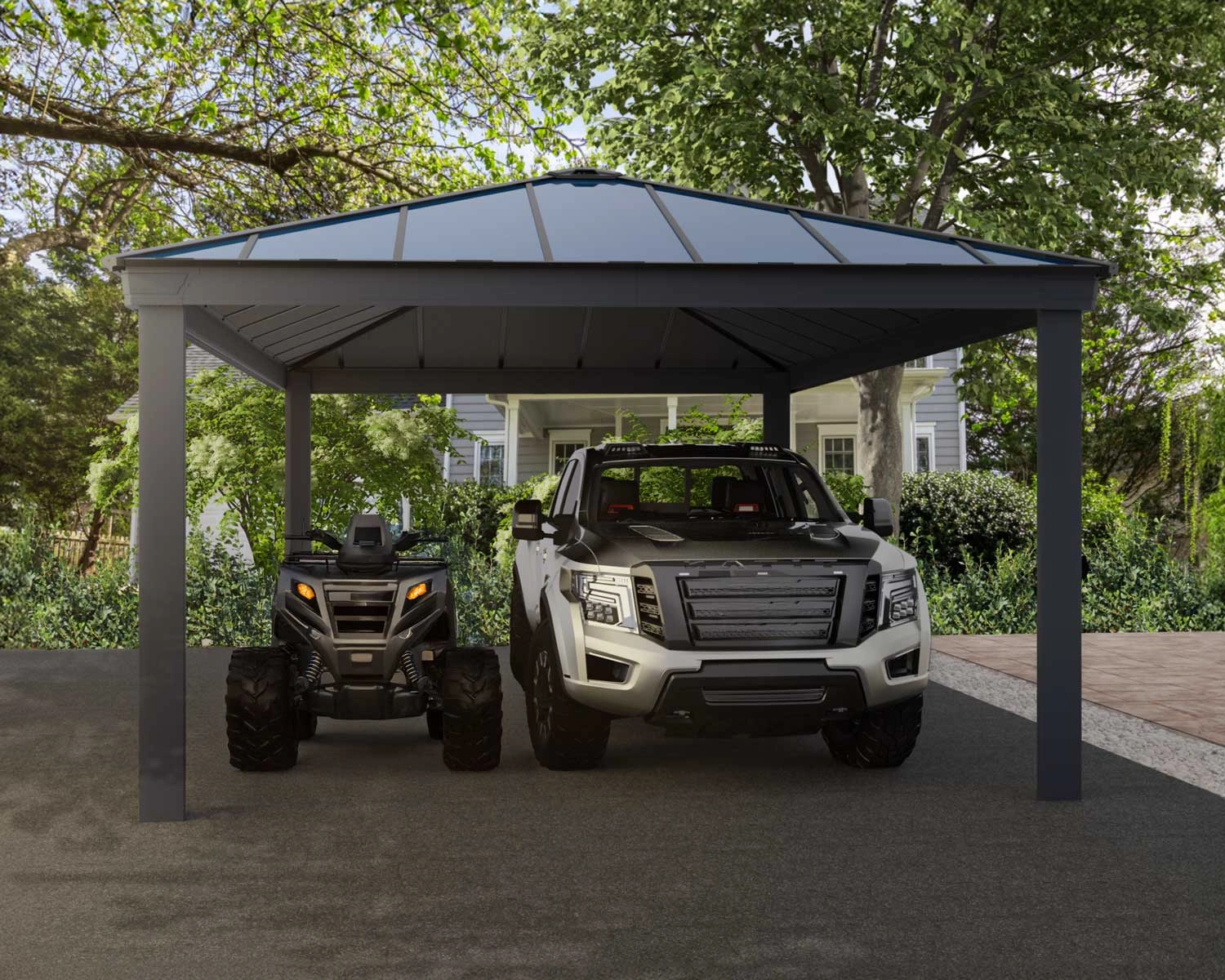 Palram - Canopia 14' x 20' Colorado Aluminium Double Carport - Grey - Image 11