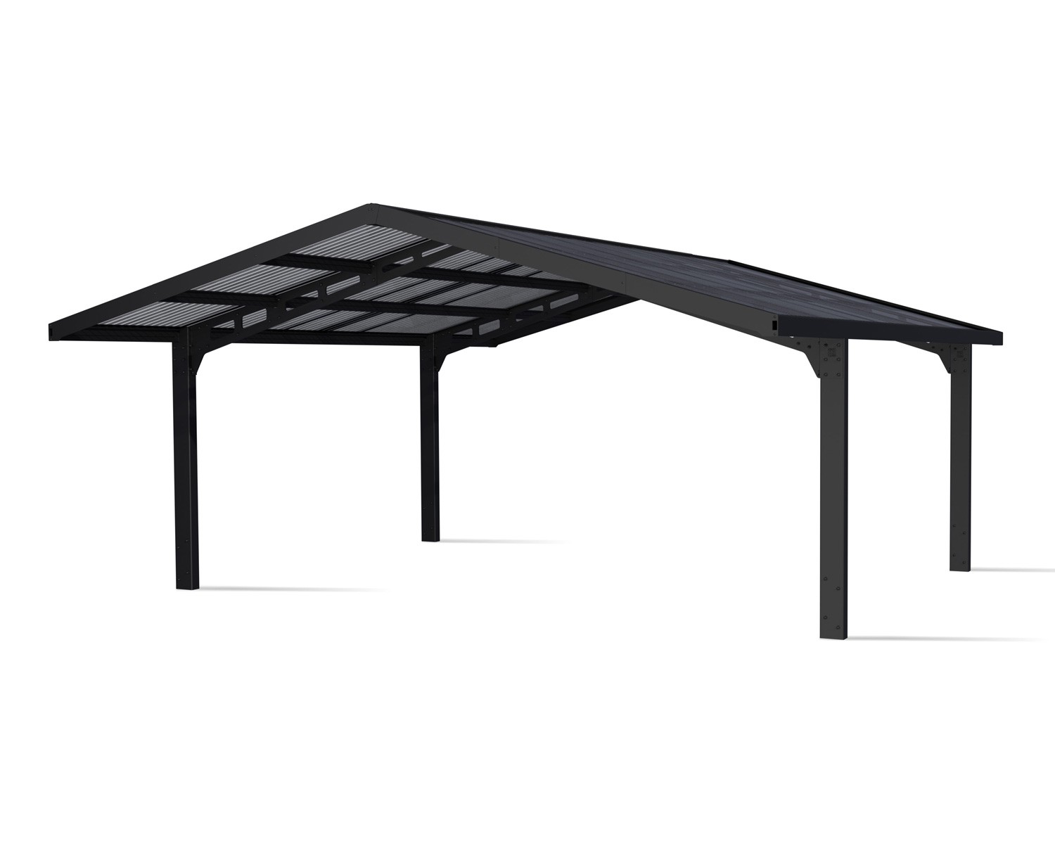 Palram Canopia Sydney Aluminium Double Apex 20' x 20' Carport  - Black - Image 4