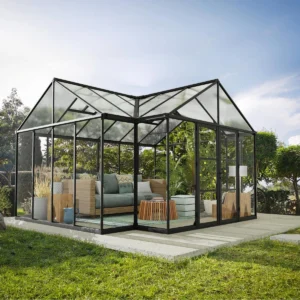 Palram 13' x 15' Triomphe Greenhouse Chalet - Black (Clear Glazing)