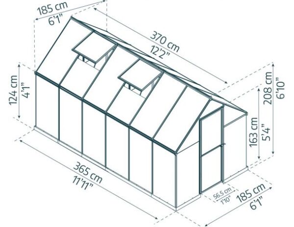 Palram 6x14 Mythos Greenhouse - Silver (Twin Wall Glazing) - Image 2