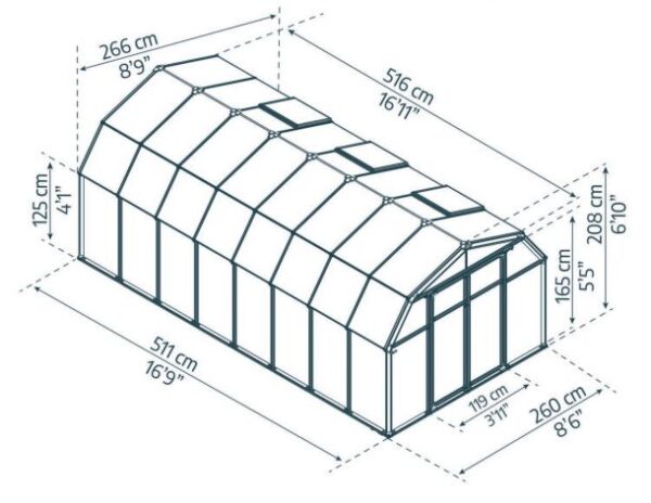 Palram 8x16 Hobby Gardener Greenhouse Green - (Twin Wall Gazing) - Image 7