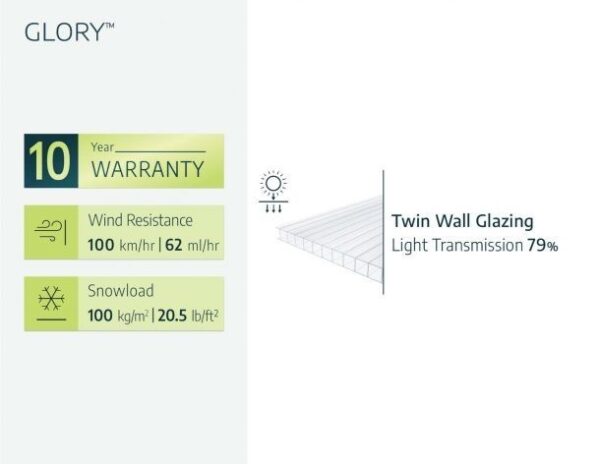 Palram 8x12 Glory Greenhouse Grey - (Twin Wall Glazing) - Image 10