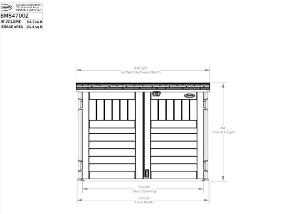 Suncast 6'x3.5' Stow-Away Horizontal Plastic Shed - Stone Grey - Image 2