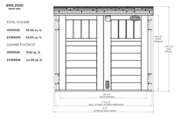 Suncast 4.5'x2.5' Stow-Away Small Horizontal Plastic Shed - Stone Grey - Image 4