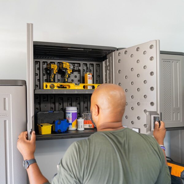 Suncast Haven Wall Storage Cabinet - Platinum Metallic - Image 2