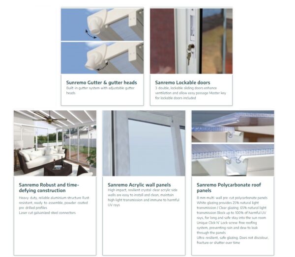 Palram 10x10 Sanremo Lean to Conservatory  - Grey - Image 2