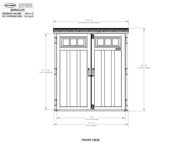 Suncast 6'x3.5' Hamilton XL Plastic Resin Storage Shed - Peppercorn Grey - Image 6