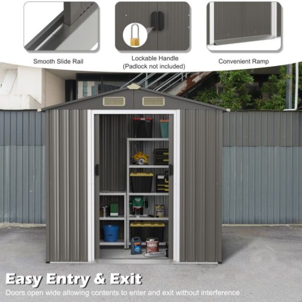 Pro-Tect 6x4 Apex Metal Shed  - Dark Grey - Image 7