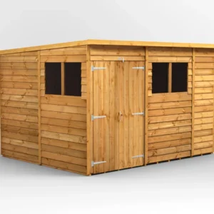 Power 10'x8' Overlap Timber Pent Shed (window or windowless) (single or double door)