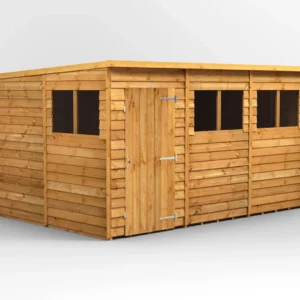 Power 12'x8' Overlap Timber Pent Shed (window or windowless) (single or double door)