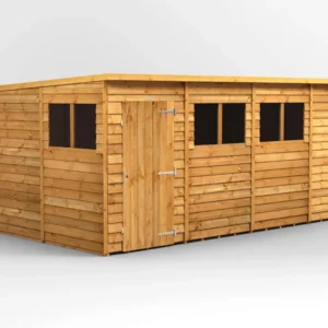 Power 14'x8' Overlap Timber Pent Shed (window or windowless) (single or double door)