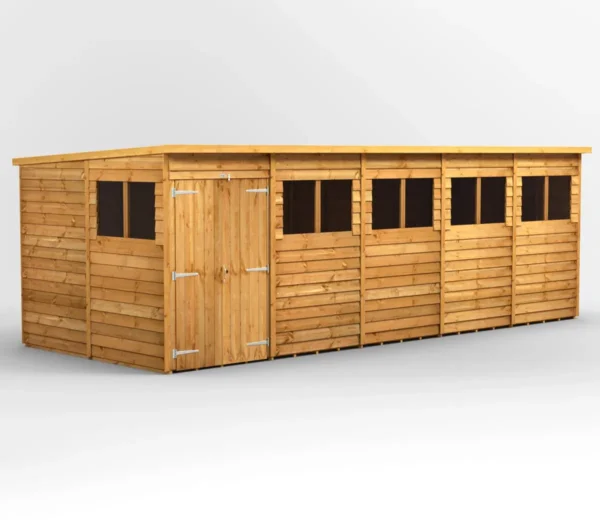 Power 20'x8' Overlap Timber Pent Shed (window or windowless) (single or double door)