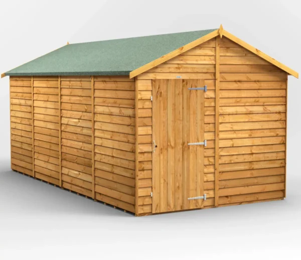 Power 16'x8' Overlap Timber Apex Shed (window or windowless) (single or double door) - Image 9