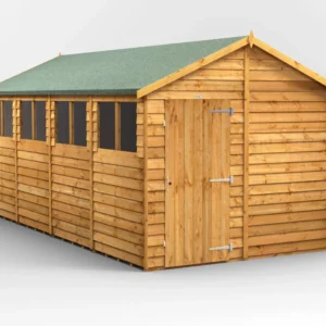 Power 16'x8' Overlap Timber Apex Shed (window or windowless) (single or double door)