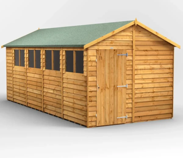 Power 18'x8' Overlap Timber Apex Shed (window or windowless) (single or double door)