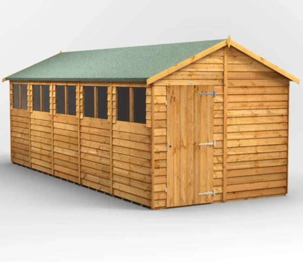 Power 20'x8' Overlap Timber Apex Shed (window or windowless) (single or double door)