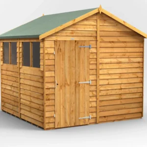 Power 8'x8' Overlap Timber Apex Shed (window or windowless) (single or double door)