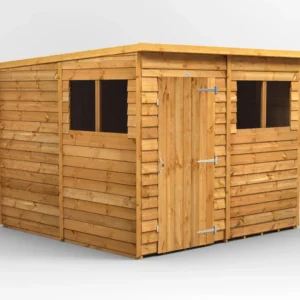 Power 8'x8' Overlap Timber Pent Shed (window or windowless) (single or double door)