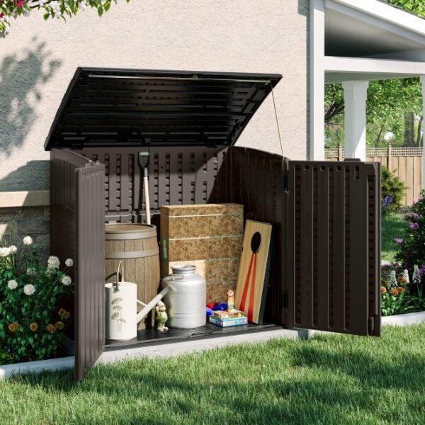 Suncast 4.5'x2.5' Stow-Away Small Horizontal Plastic Shed - Stone Grey - Image 7