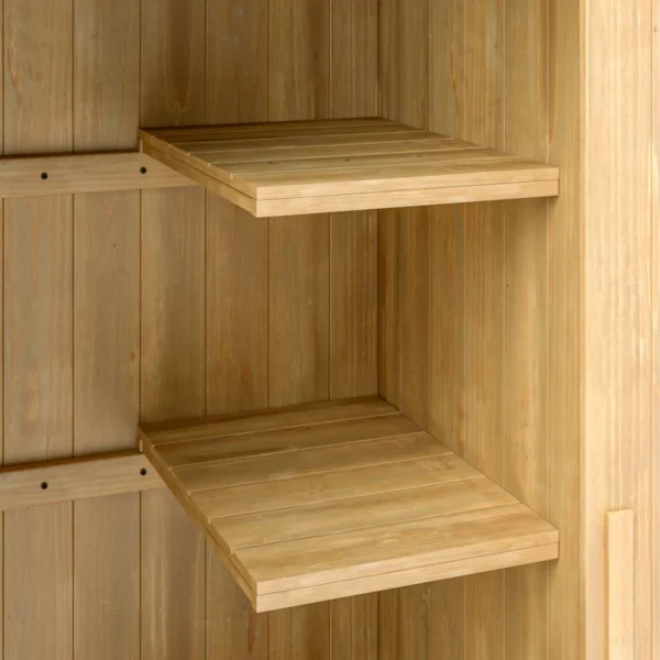 Outsunny 2.5'x 1.5' Small Timber Storage Shed with 3 Shelves - Image 4