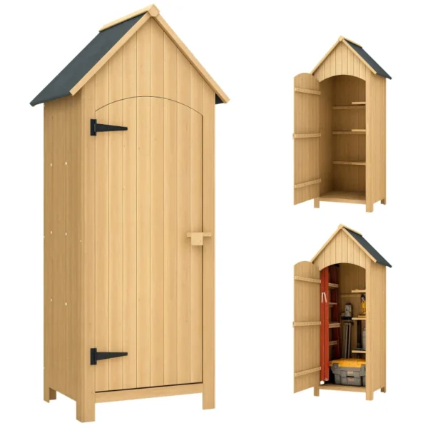 Outsunny 2.5'x 1.5' Small Timber Storage Shed with 3 Shelves - Image 3