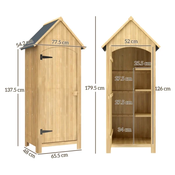 Outsunny 2.5'x 1.5' Small Timber Storage Shed with 3 Shelves - Image 10