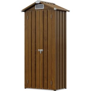 Living and Home 2.5' x 2' Wooden Grain Metal Storage Cabinet - Brown