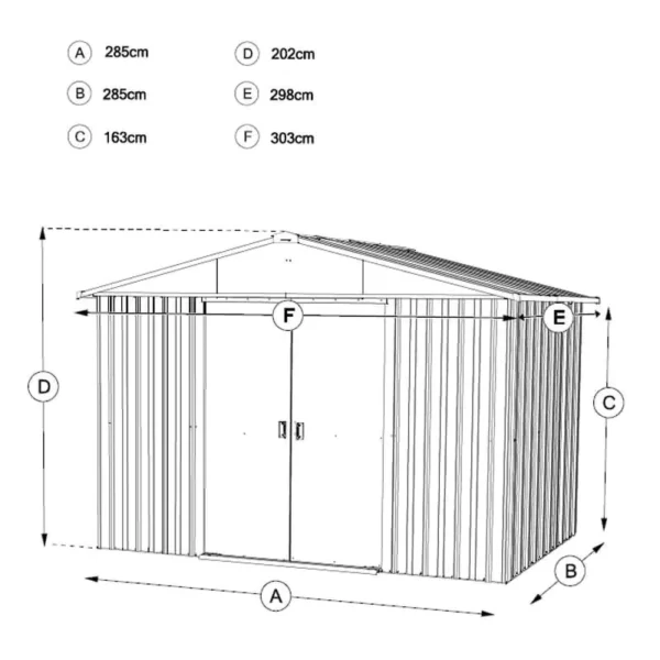 Yardmaster 10' x 10' Castleton Apex Metal Shed - Anthracite - Image 6