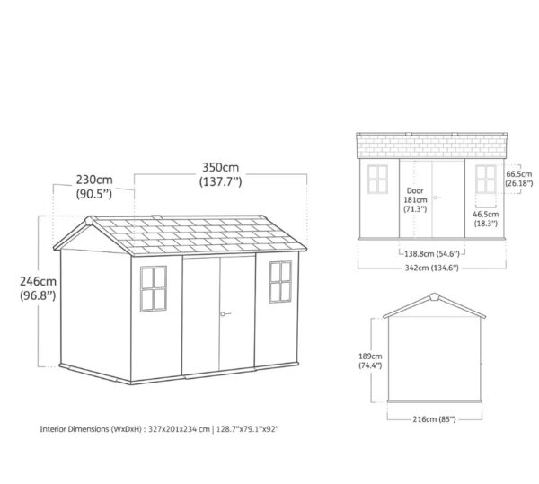 Keter 11' x 7.5' Ashwood Signature Apex Heavy Duty Plastic Shed - Woodlook - Image 7